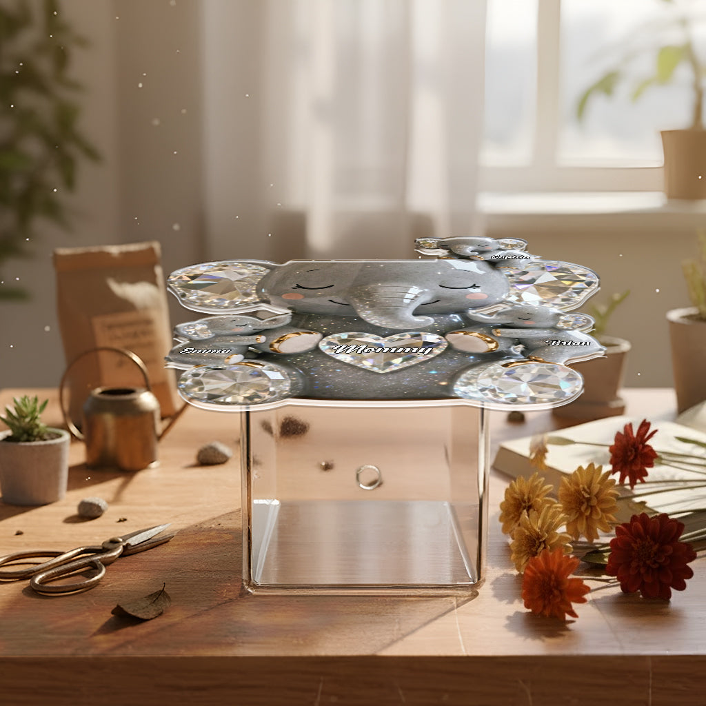 Cute Sparkling Mom - Personalized Elephant Acrylic Pot