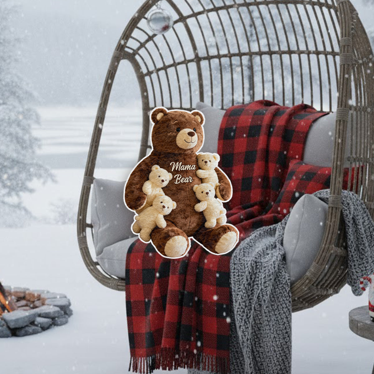 Mama Bear - Personalized Mother Faux Fur Shaped Pillow