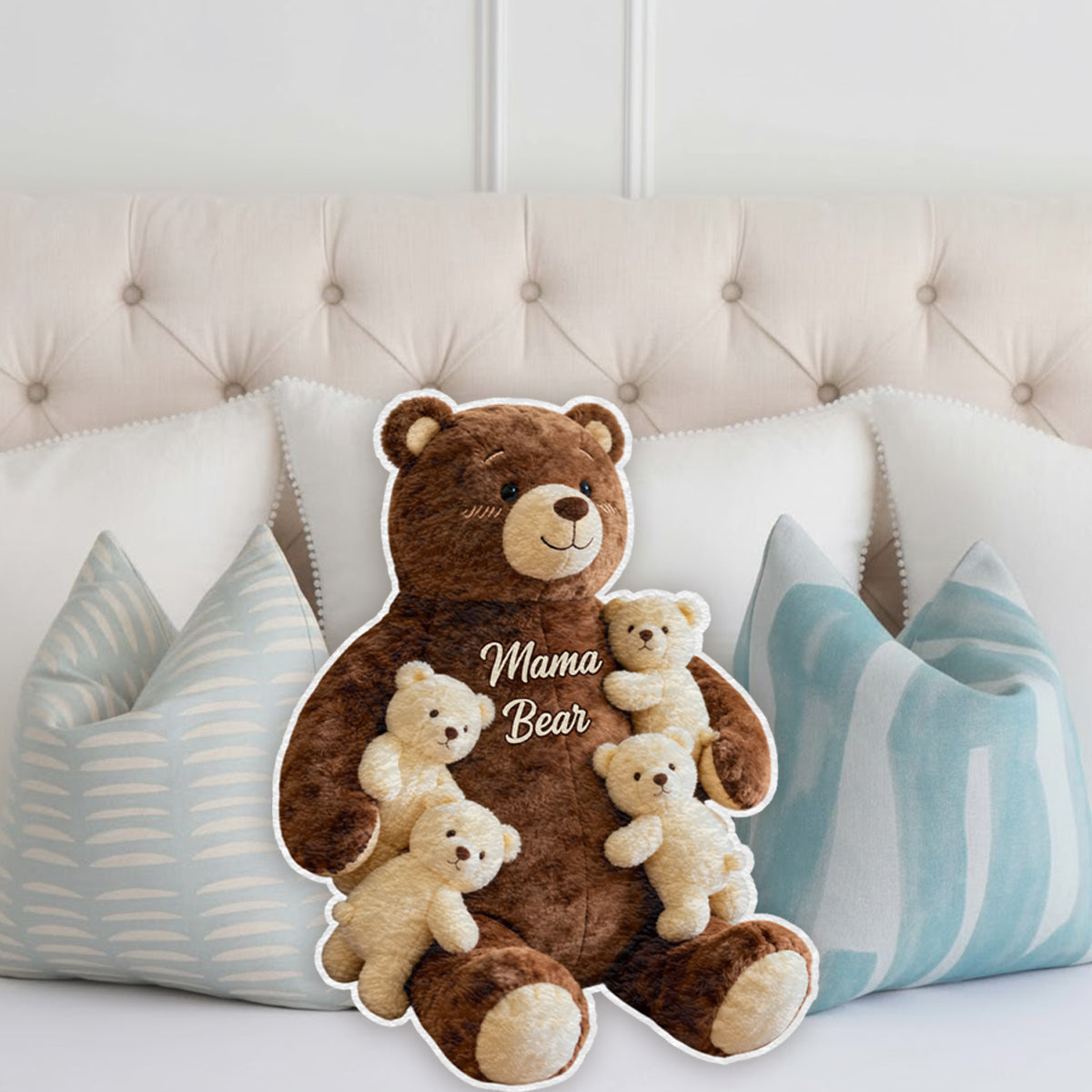 Mama Bear - Personalized Mother Faux Fur Shaped Pillow