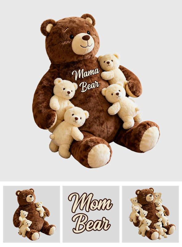 Mama Bear - Personalized Mother Faux Fur Shaped Pillow