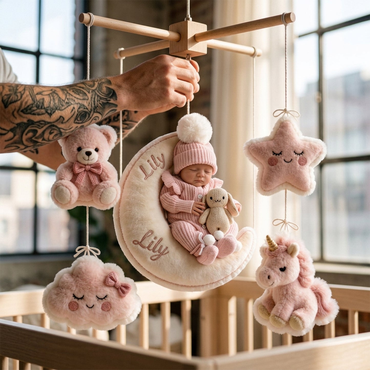Welcome To The World - Personalized Newborn Crib Mobile