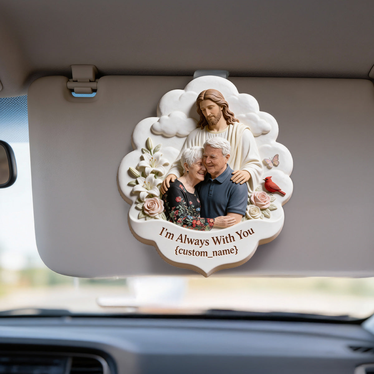 Je suis toujours avec toi, cadeau commémoratif pour les êtres chers disparus - Clip de pare-soleil de voiture personnalisé en forme de mémorial