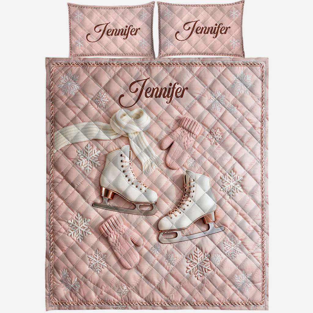 Ice Skating - Personalized Ice Skating Quilt Set