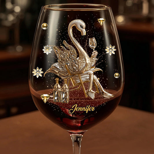Flamant rose élégant - Verre à vin flamant rose personnalisé à longue tige