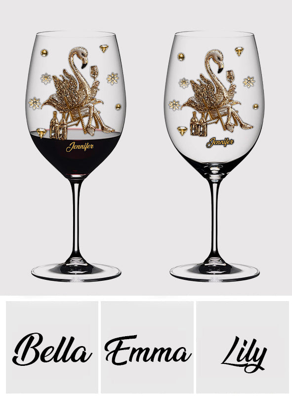 Flamant rose élégant - Verre à vin flamant rose personnalisé à longue tige