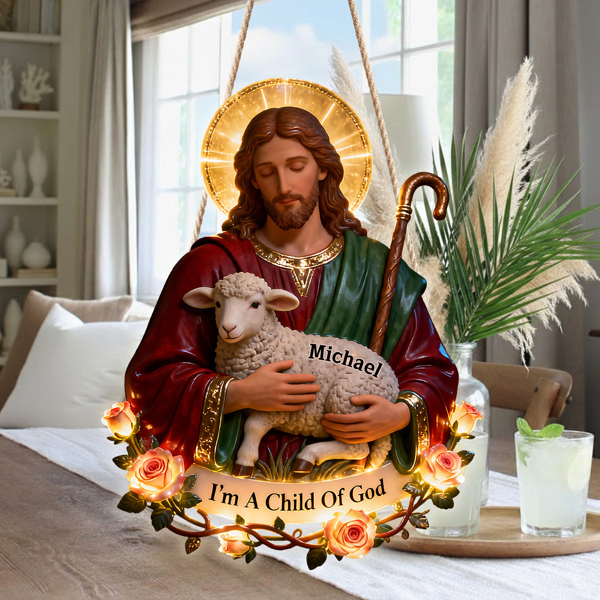 Lamb of Grace - Personalized Christian LED Light Acrylic Sign
