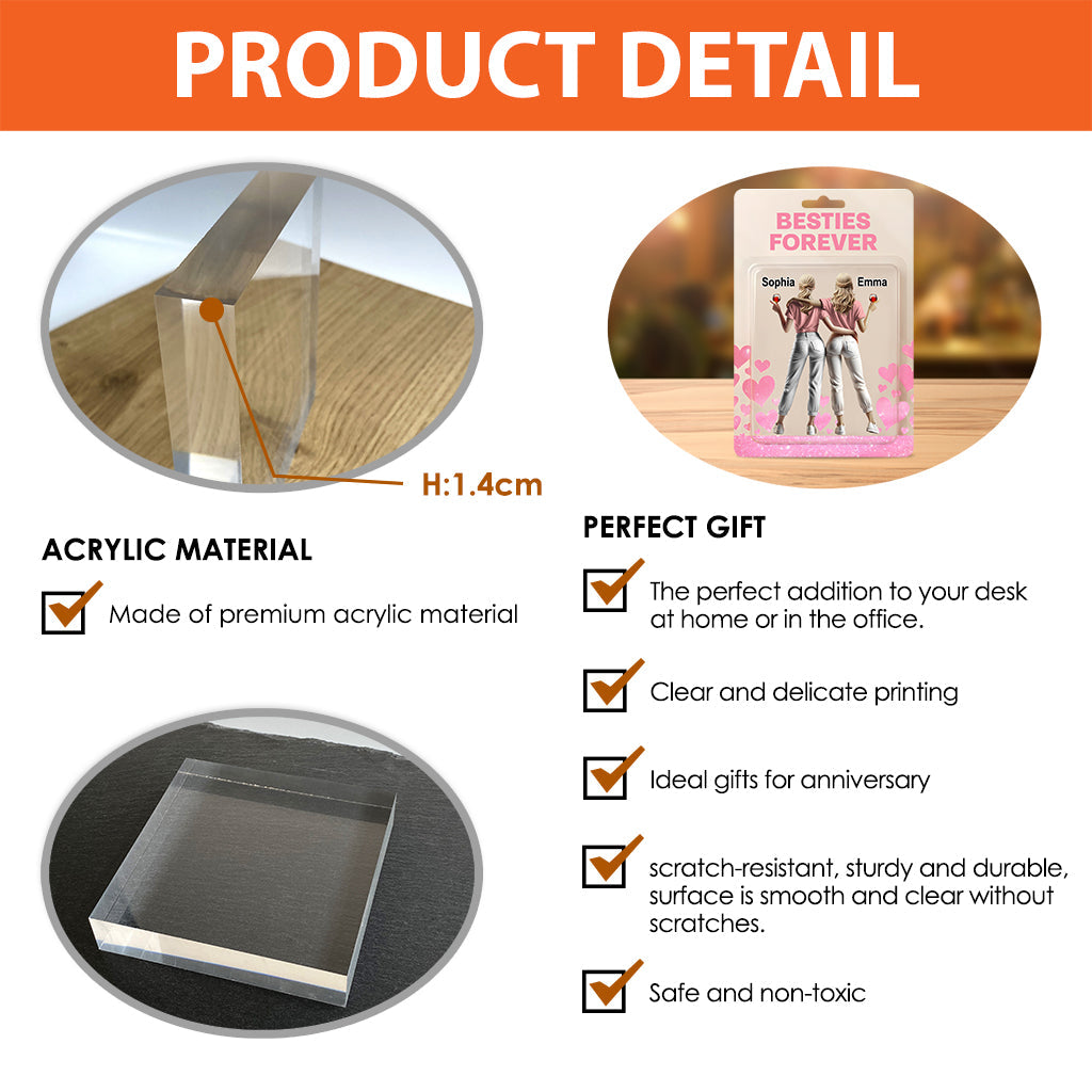 Besties Forever - Personalized Bestie Custom Shaped Acrylic Plaque