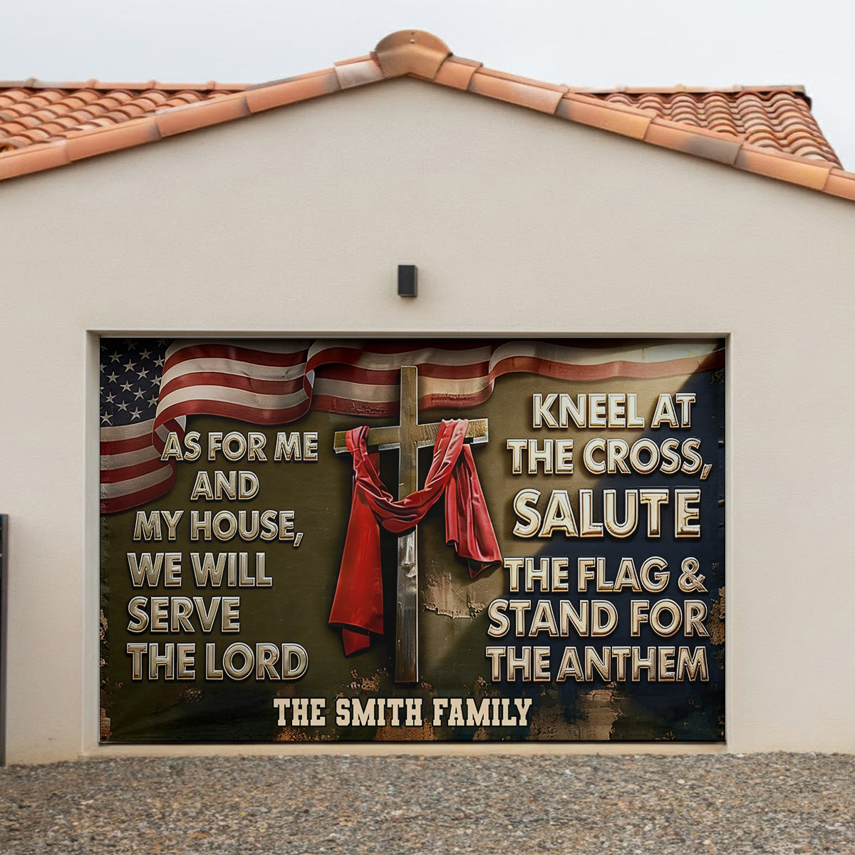 „Was mich und mein Haus betrifft“ – personalisiertes christliches Garagentorbanner