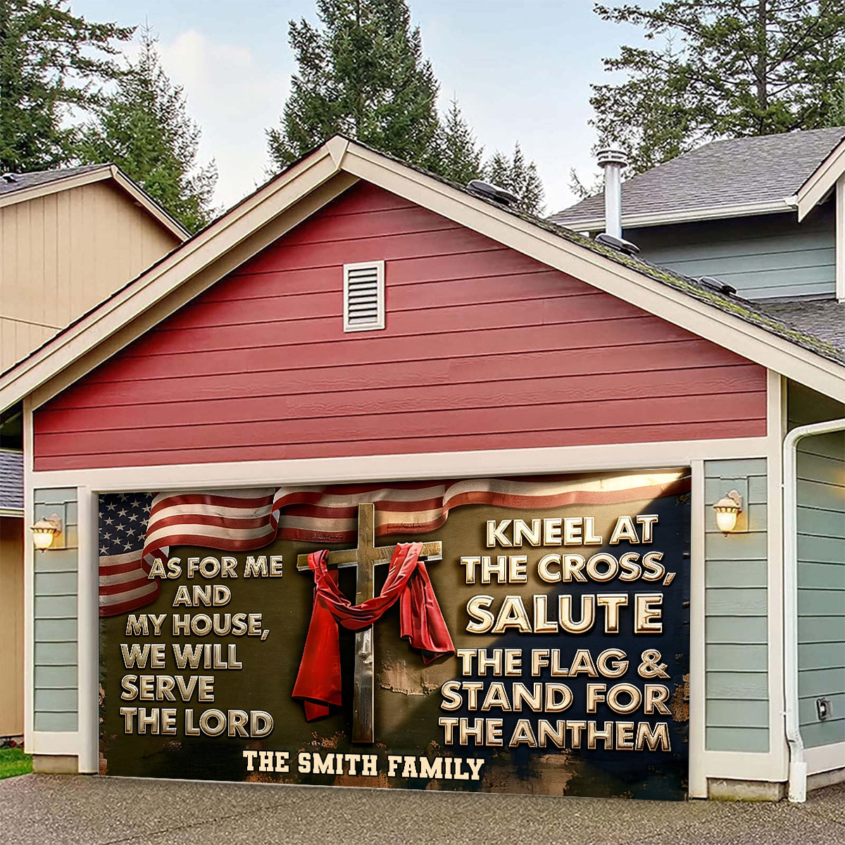 „Was mich und mein Haus betrifft“ – personalisiertes christliches Garagentorbanner