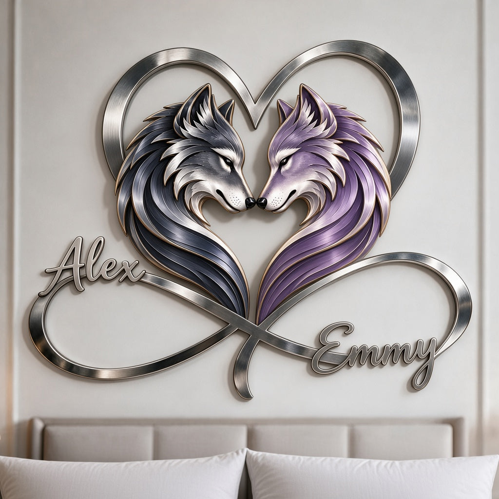 You & Me We Got This - Personalized Wolf 3D Printed Cut Metal Sign