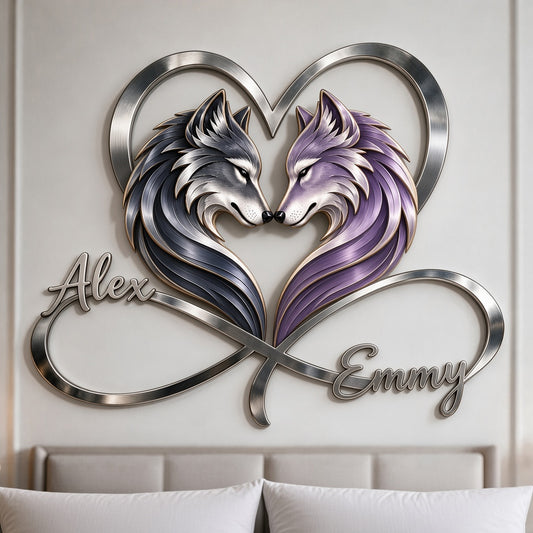 You & Me We Got This - Personalized Wolf 3D Printed Cut Metal Sign