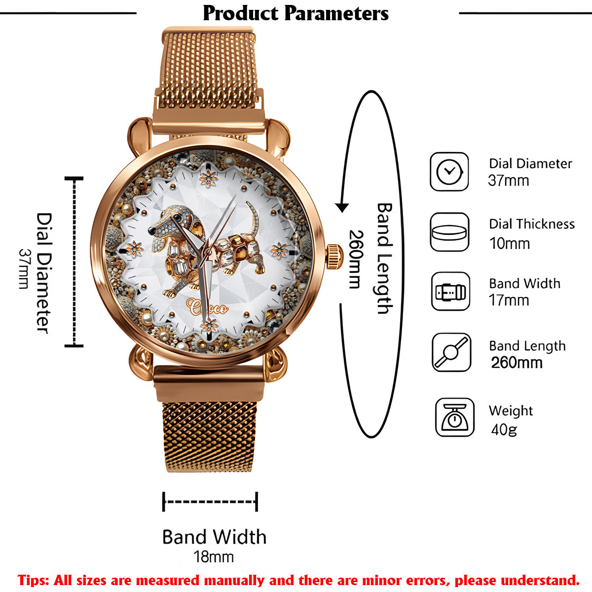 Ich liebe meine Hunde – Personalisierte Damen-Handuhr mit Hundemotiv 