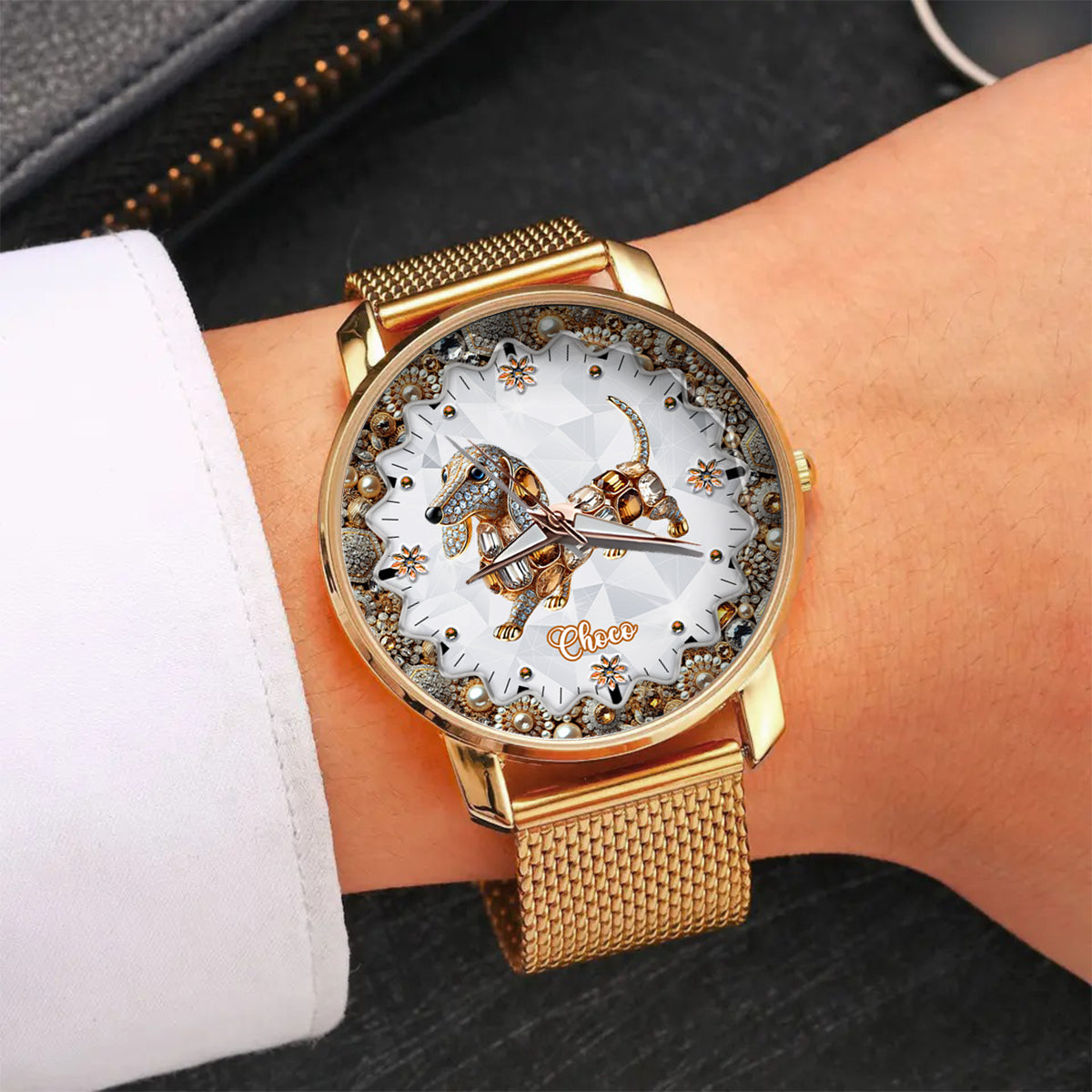 Ich liebe meine Hunde – Personalisierte Damen-Handuhr mit Hundemotiv 