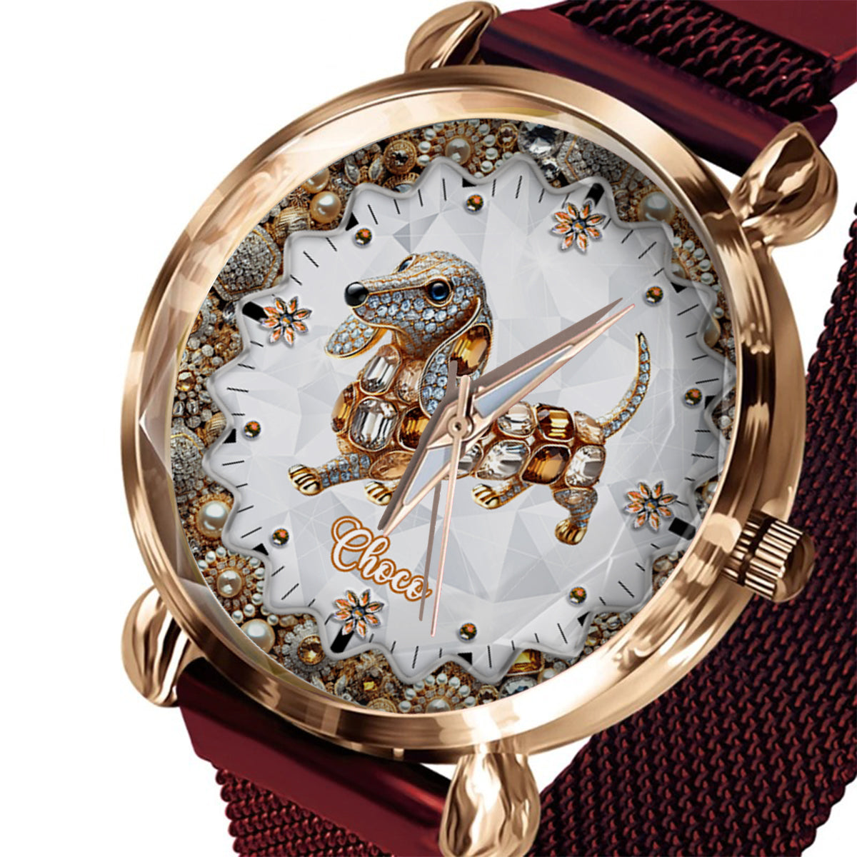 Ich liebe meine Hunde – Personalisierte Damen-Handuhr mit Hundemotiv 