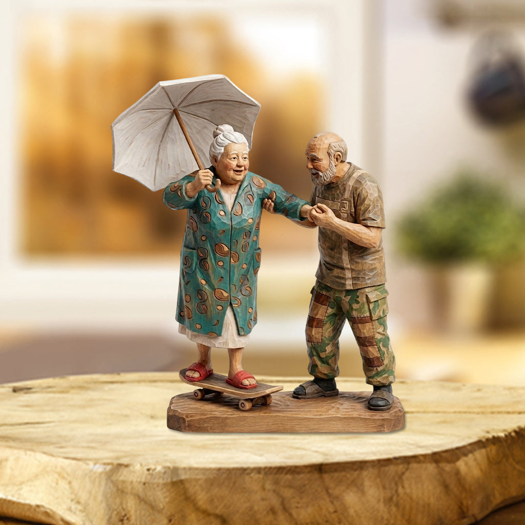 Wooden Couple - Personalized Couple Custom Shaped Acrylic Plaque