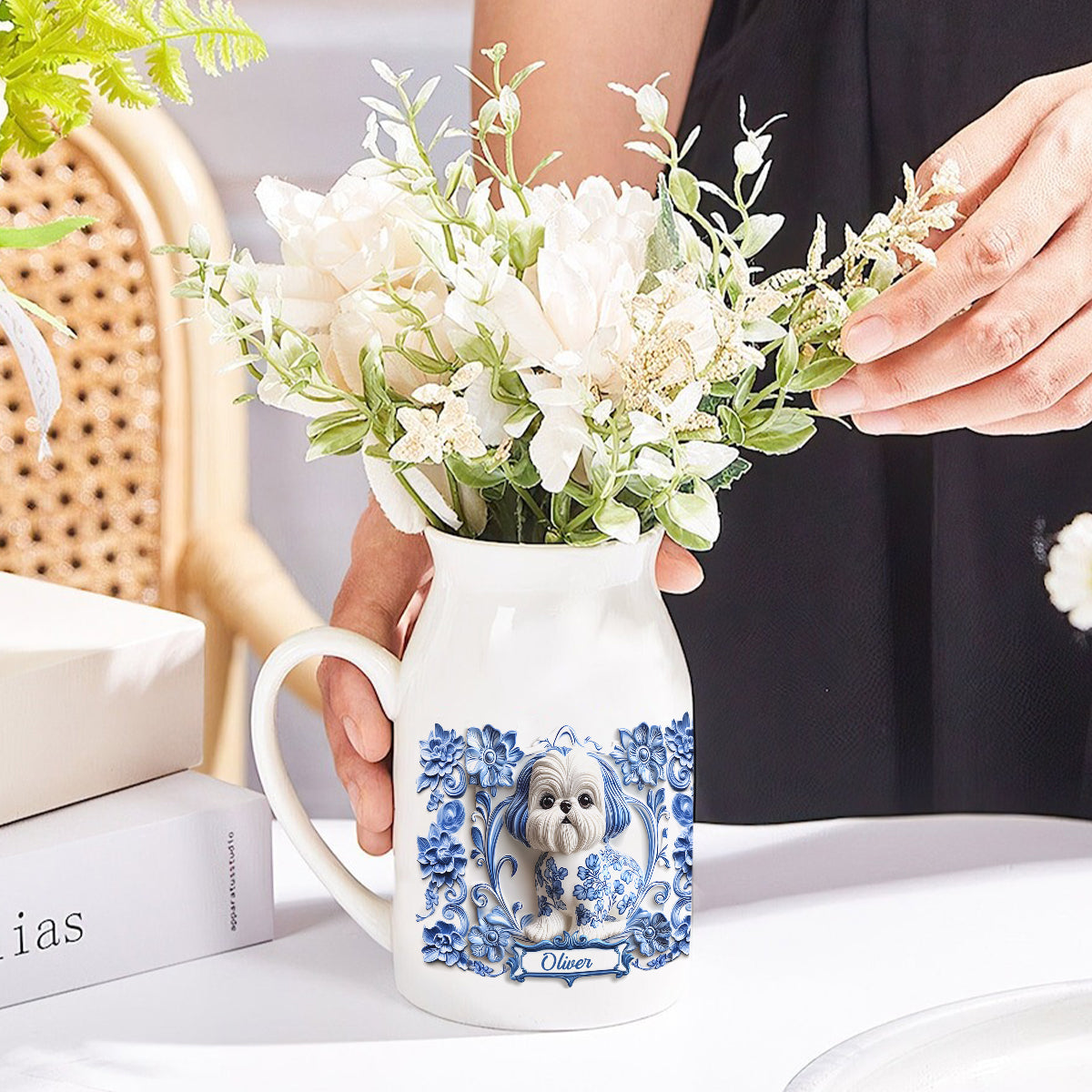 Niedlicher Shih Tzu - Personalisierte Keramikvase mit Hundemotiv
