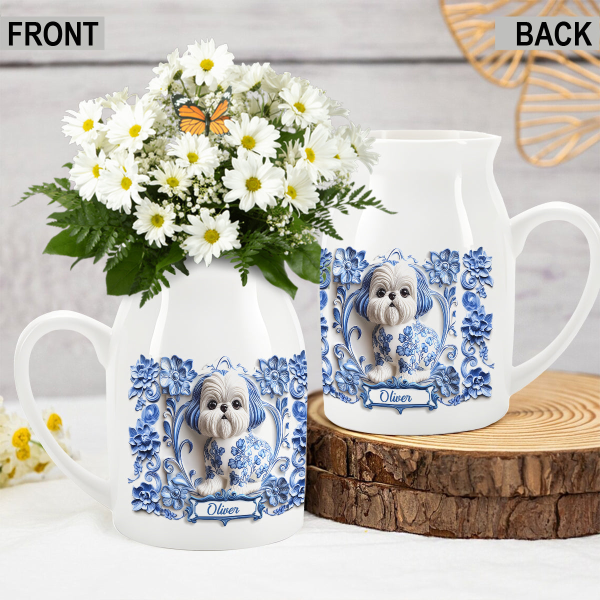 Niedlicher Shih Tzu - Personalisierte Keramikvase mit Hundemotiv
