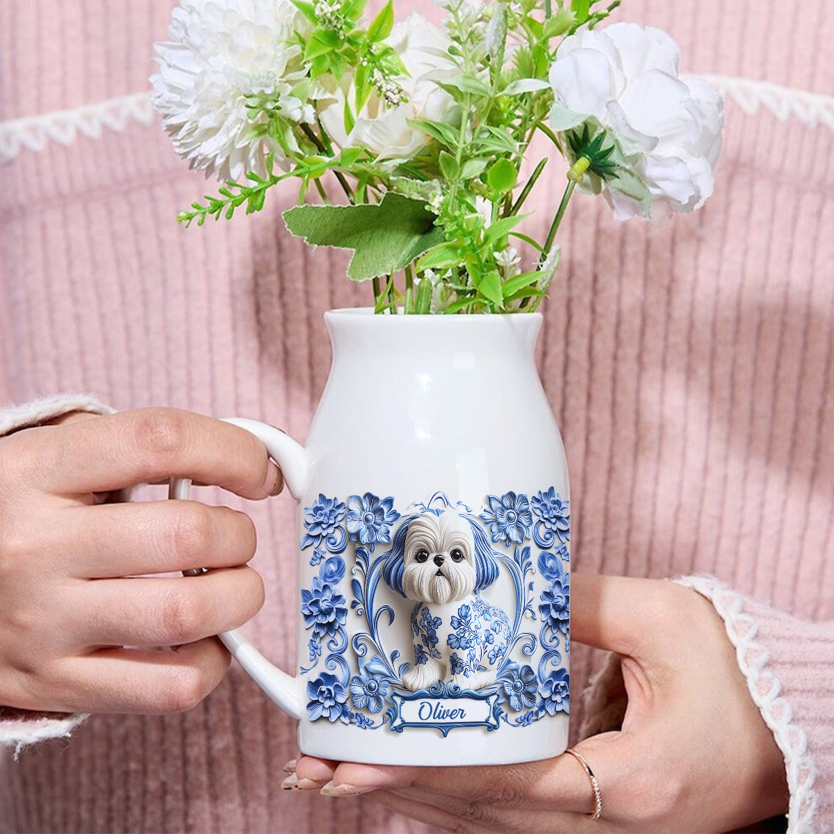 Niedlicher Shih Tzu - Personalisierte Keramikvase mit Hundemotiv