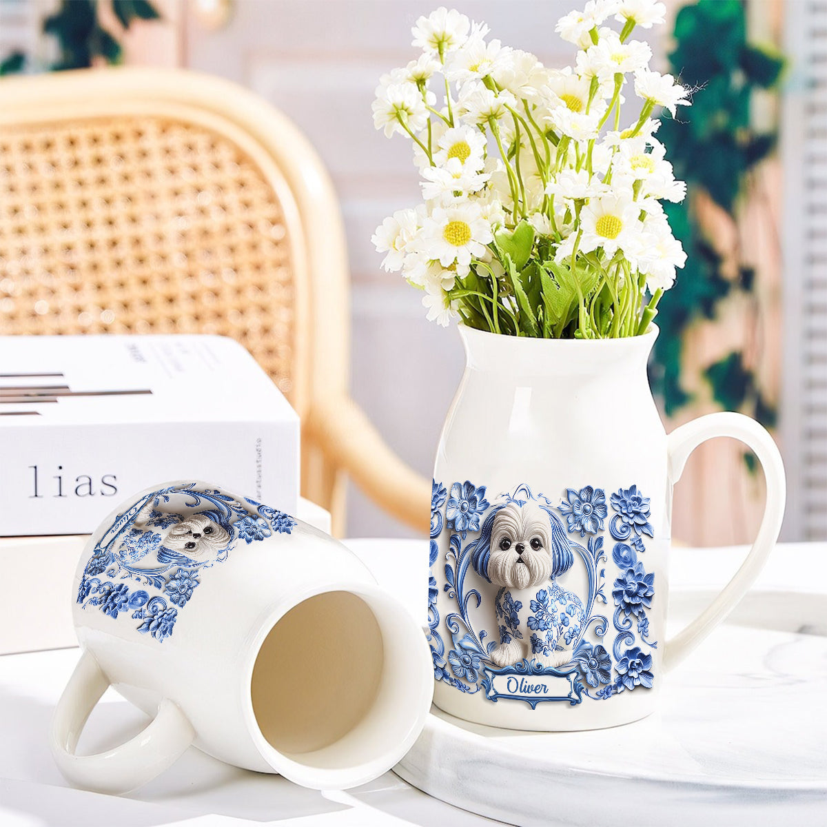 Niedlicher Shih Tzu - Personalisierte Keramikvase mit Hundemotiv