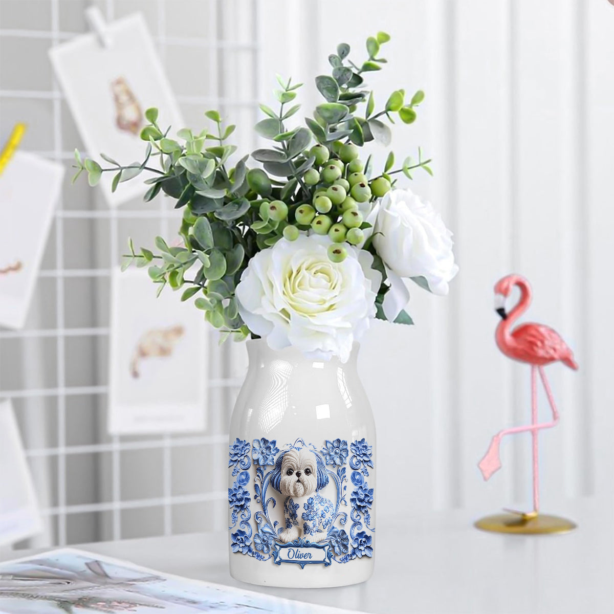 Niedlicher Shih Tzu - Personalisierte Keramikvase mit Hundemotiv