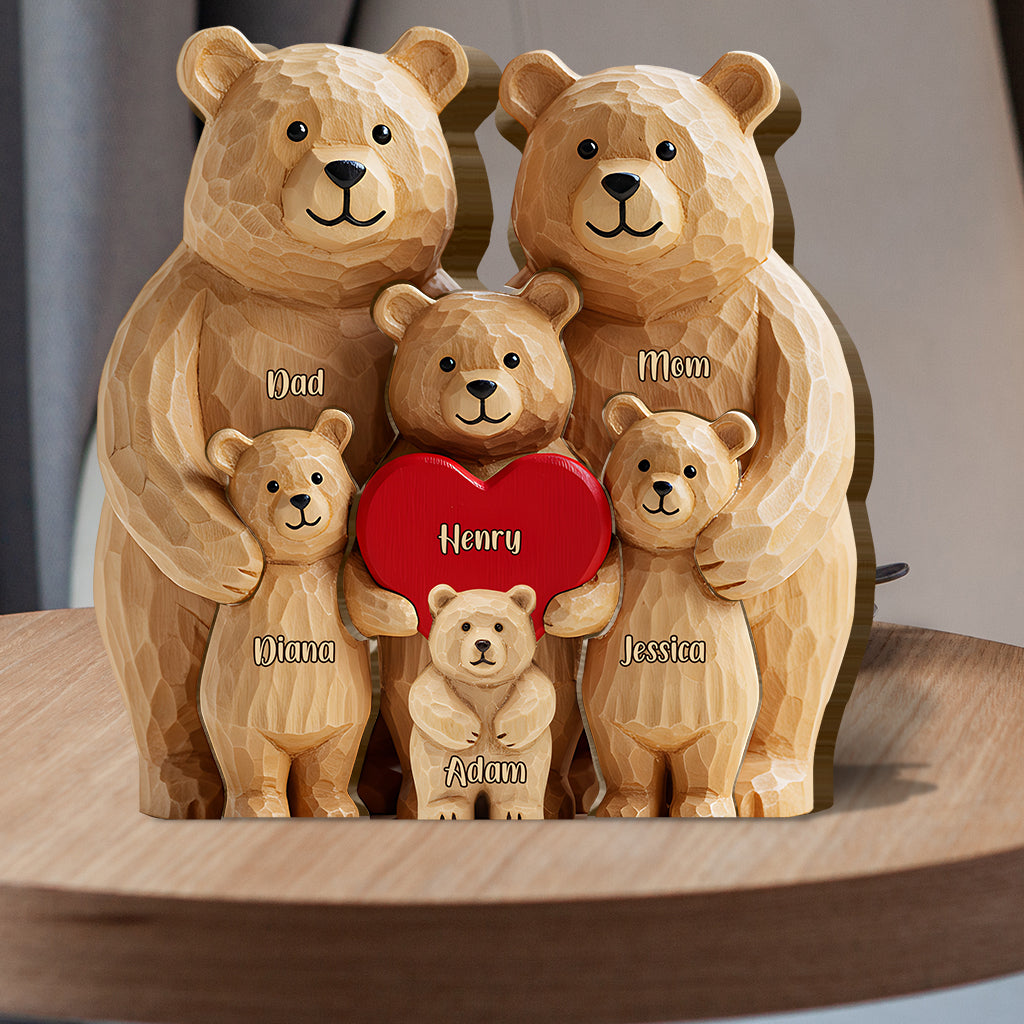 Bear Family - Personalized Family Shaped Wooden Puzzle
