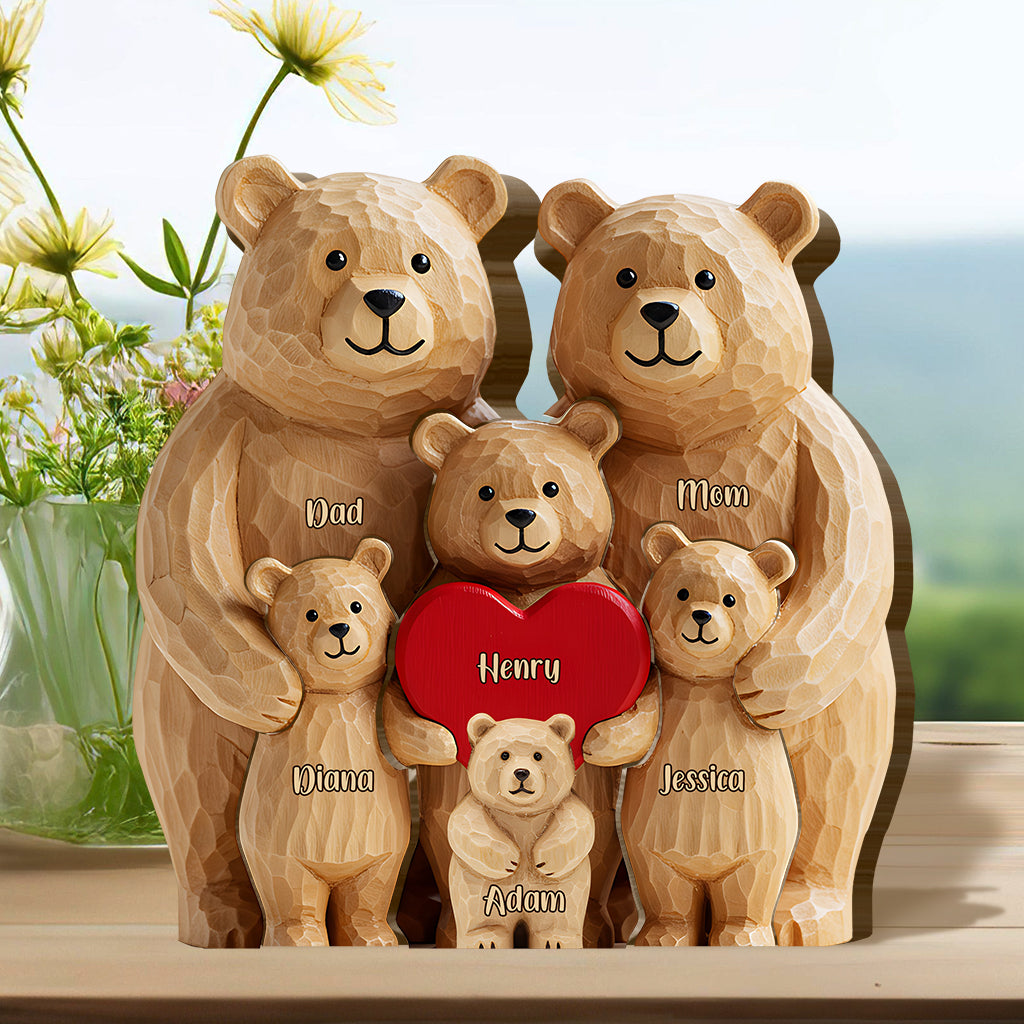 Bear Family - Personalized Family Shaped Wooden Puzzle