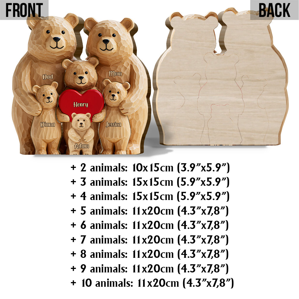 Bear Family - Personalized Family Shaped Wooden Puzzle