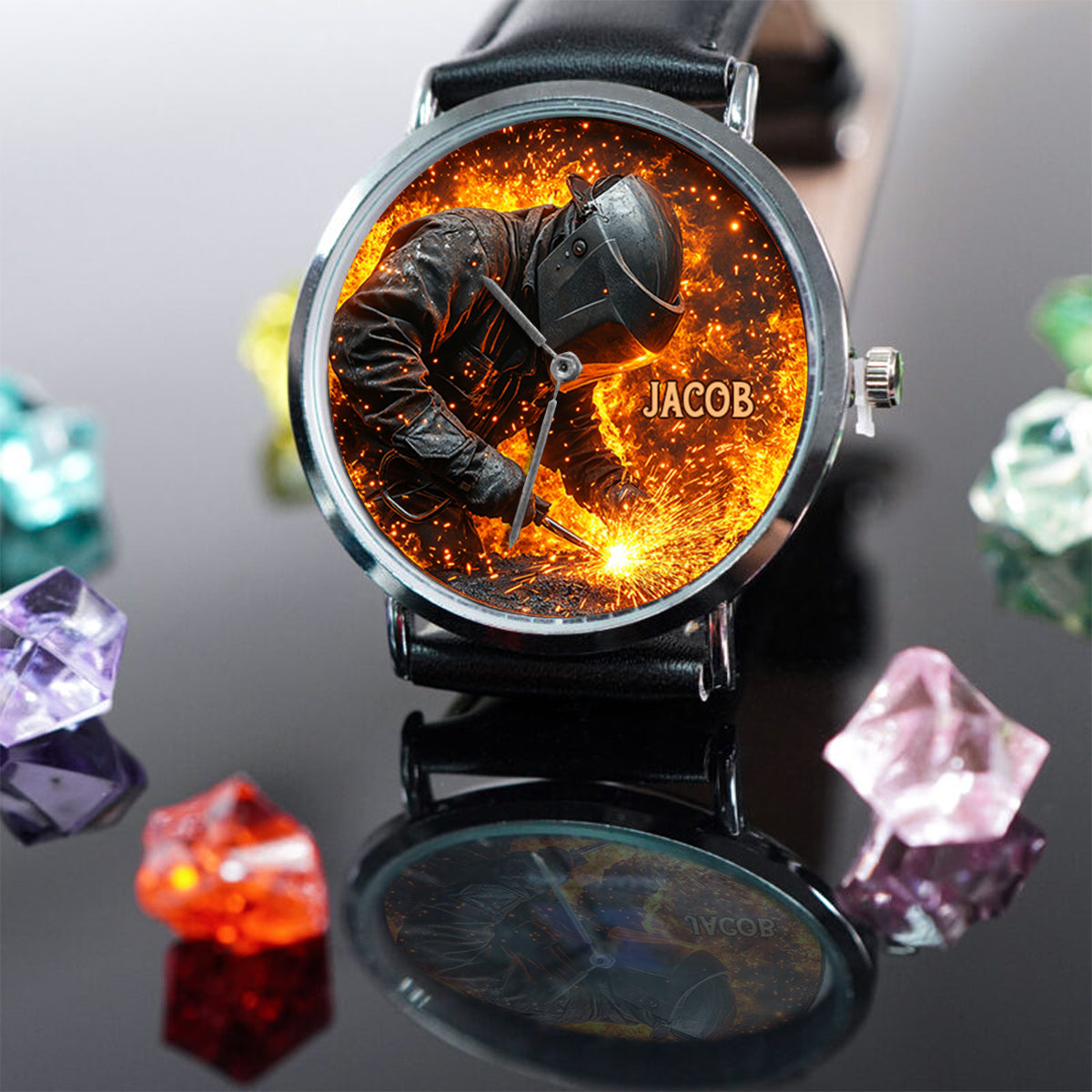 Gift For Welder Man - Personalized Welder Hand Watch