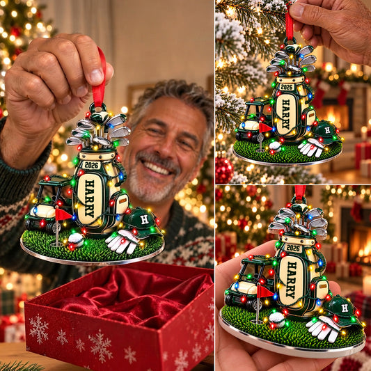 Golfer Dad 2026 - Personalisierte Golf Premium 3D Ornament