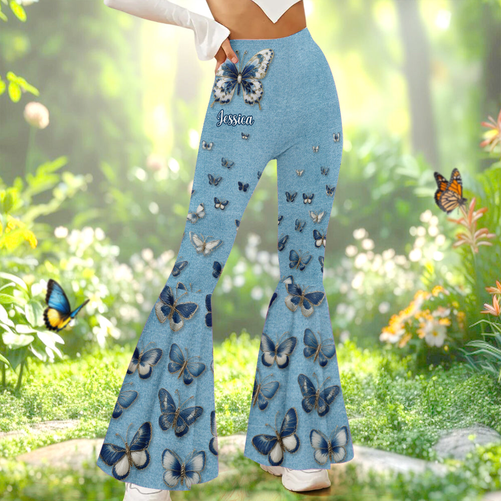 Beautiful Butterflies - Personalized Butterfly Flare Leggings