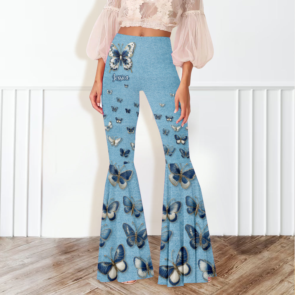 Beautiful Butterflies - Personalized Butterfly Flare Leggings