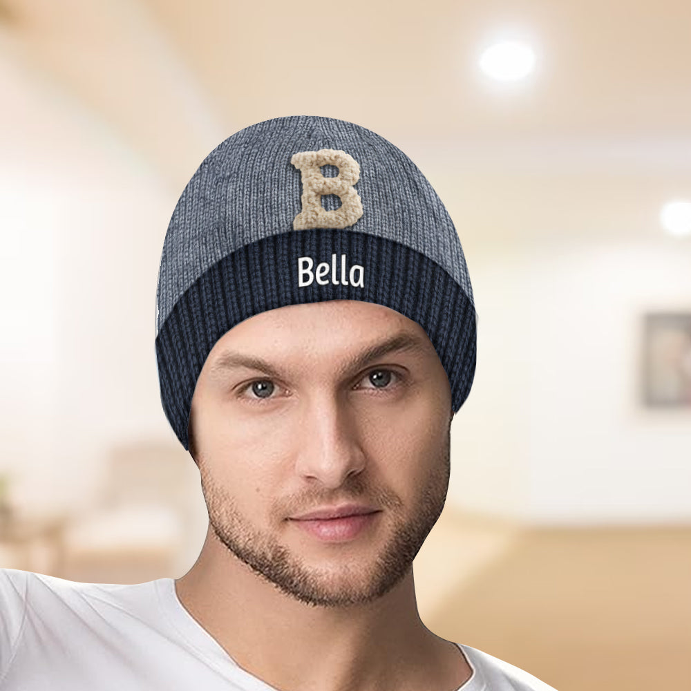 Initials Name Custom Alphabet - Personalized Family Beanie Hat