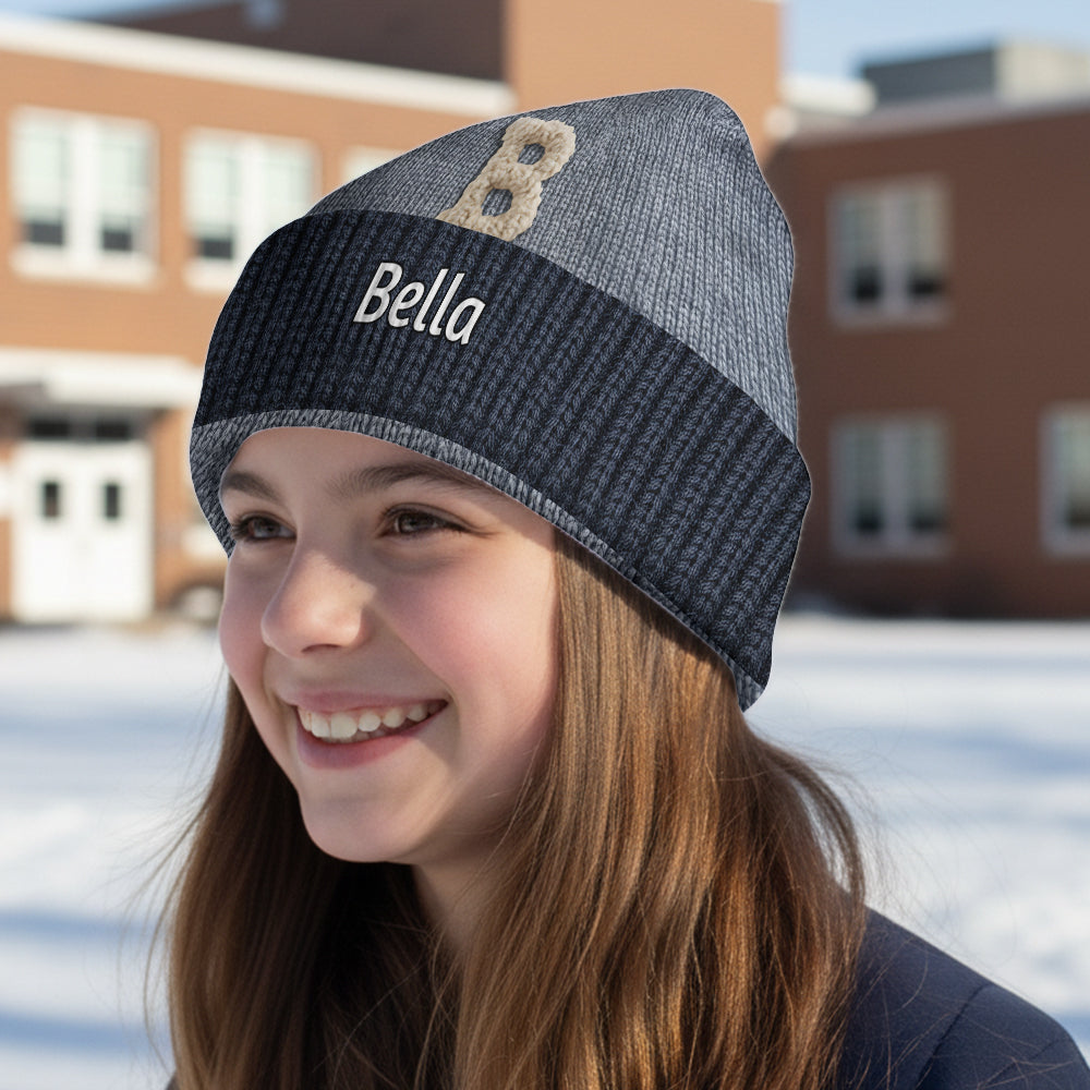 Initials Name Custom Alphabet - Personalized Family Beanie Hat