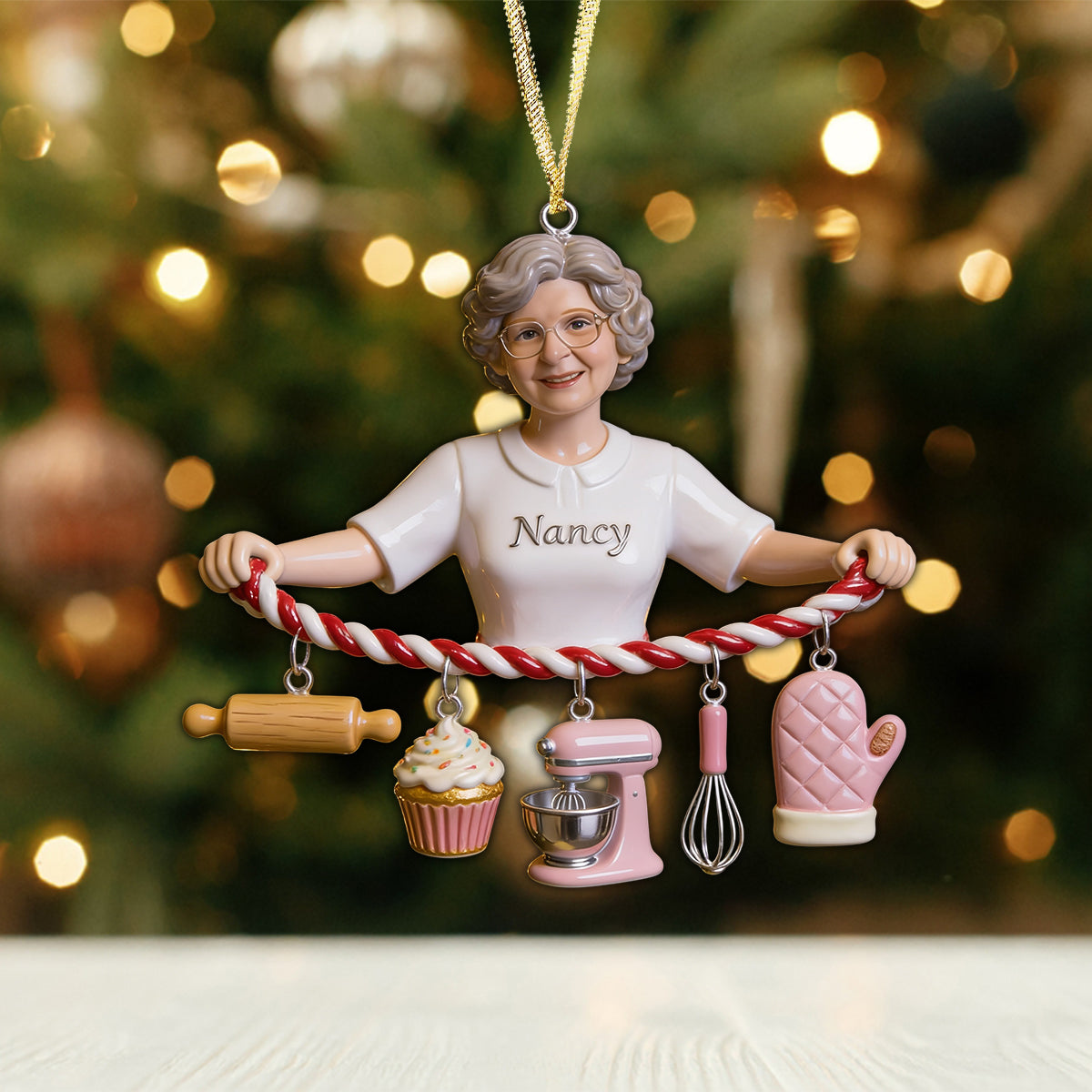 Whisking You a Merry Christmas - Personalized Baking Ornament With Charm
