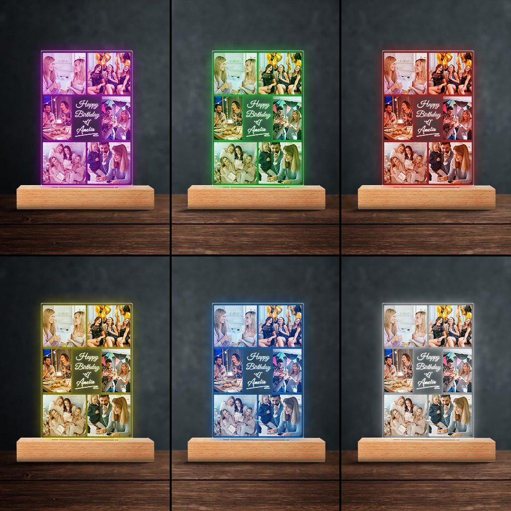 Happy Birthday - Personalized Birthday Shaped Plaque Light Base