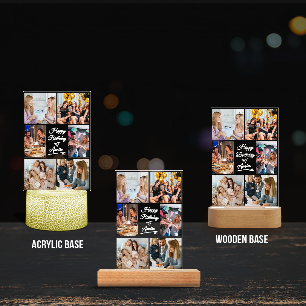 Happy Birthday - Personalized Birthday Shaped Plaque Light Base