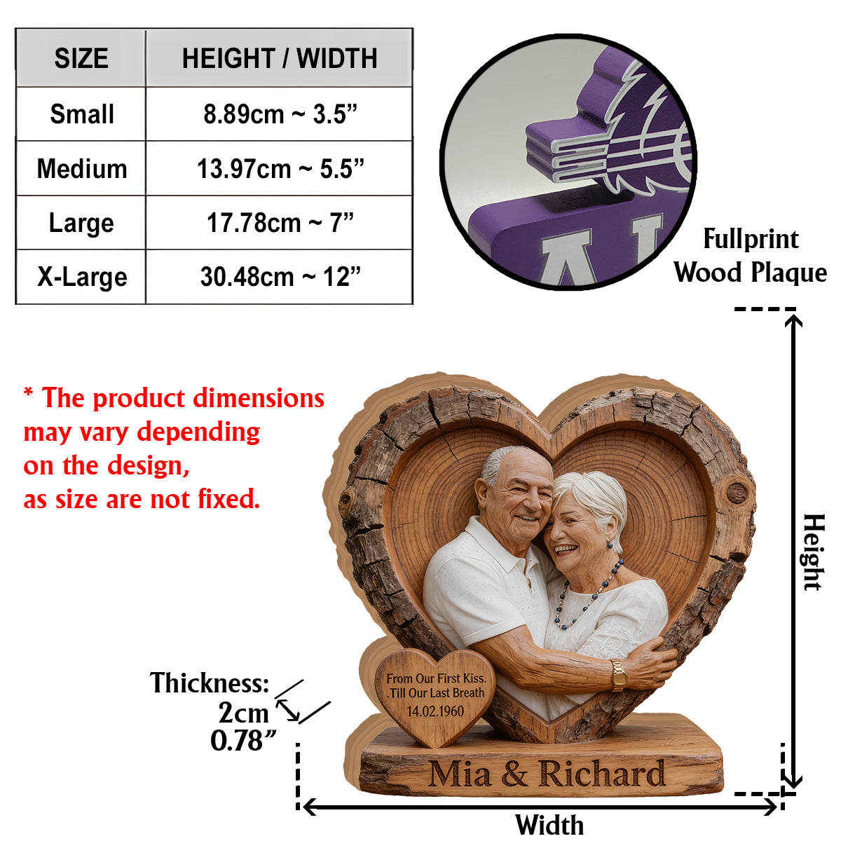 Du & Ich - Personalisierte Holzplakette in individueller Form