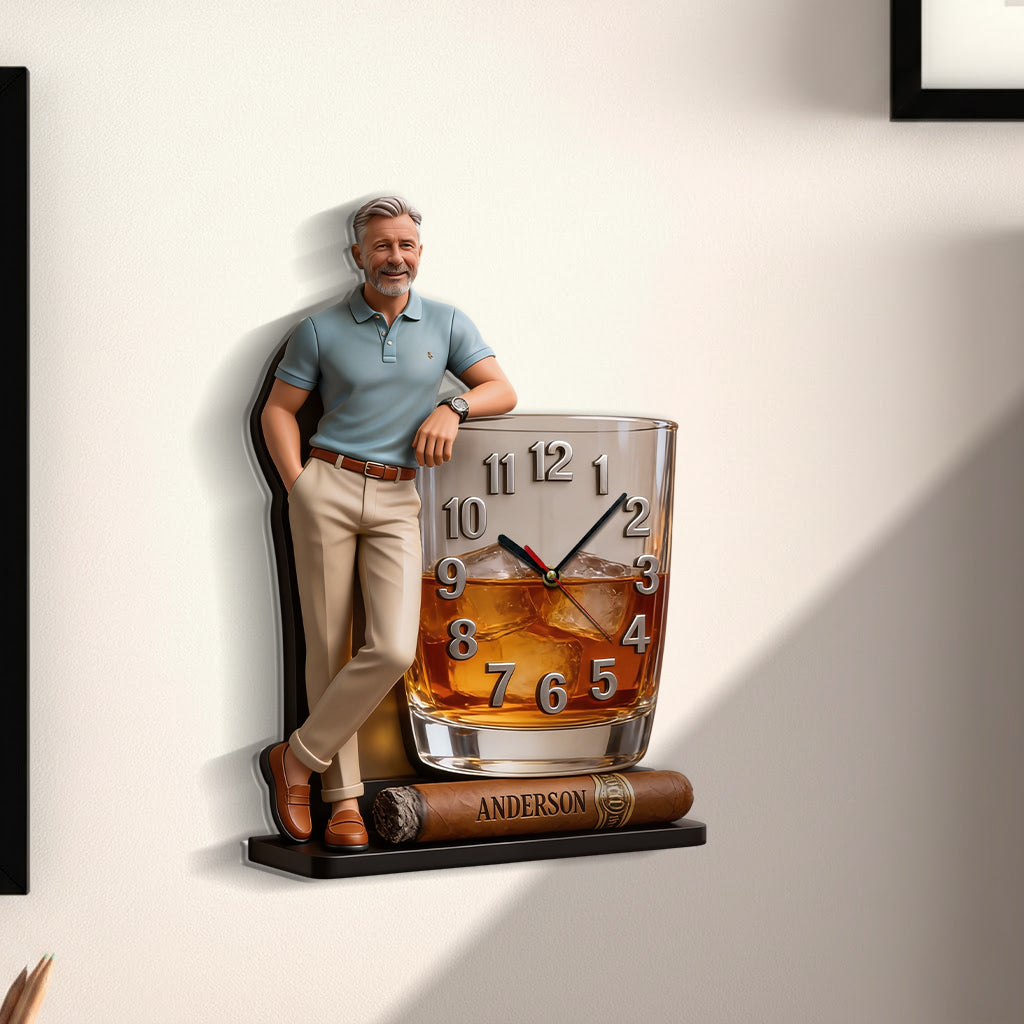 Personalisierte Whisky & Zigarren - Individuelle Acryl Wanduhr