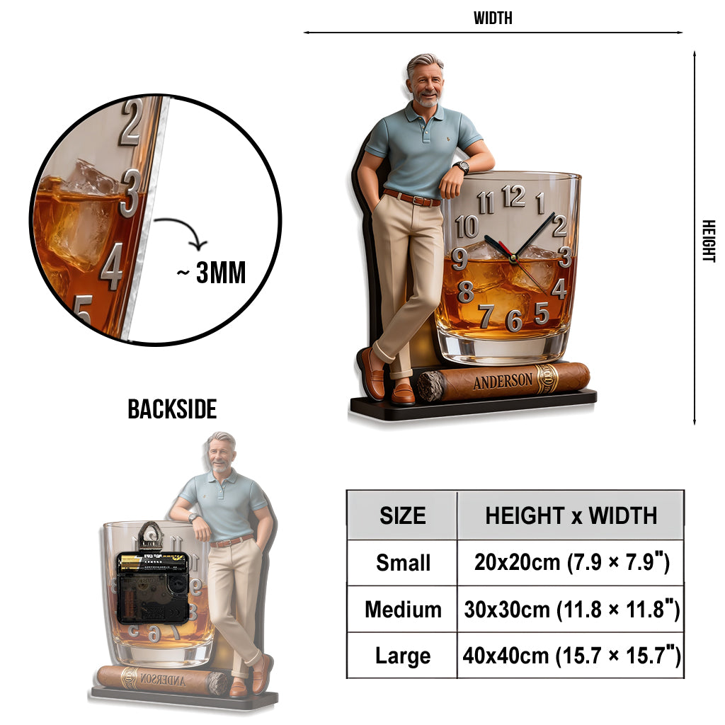 Personalisierte Whisky & Zigarren - Individuelle Acryl Wanduhr
