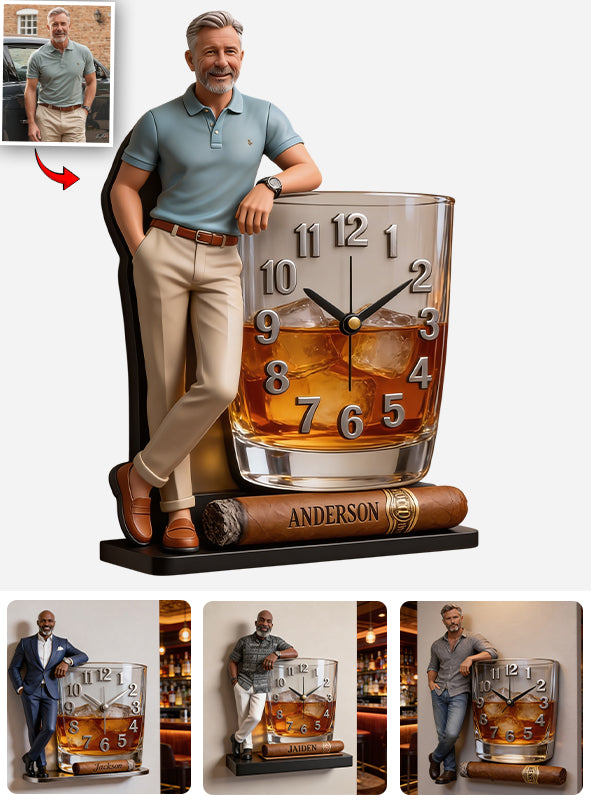 Personalisierte Whisky & Zigarren - Individuelle Acryl Wanduhr