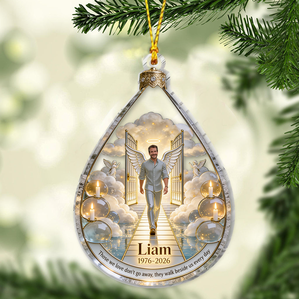 Heaven Memorial Angel Wings Christmas - Personalized Memorial Ornament