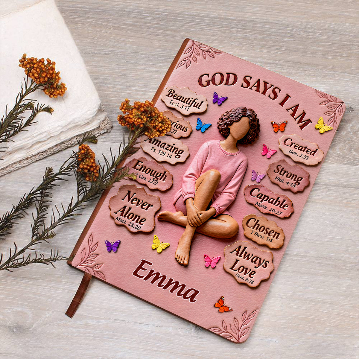 God Says You Are - Personalized African American Leather Journal