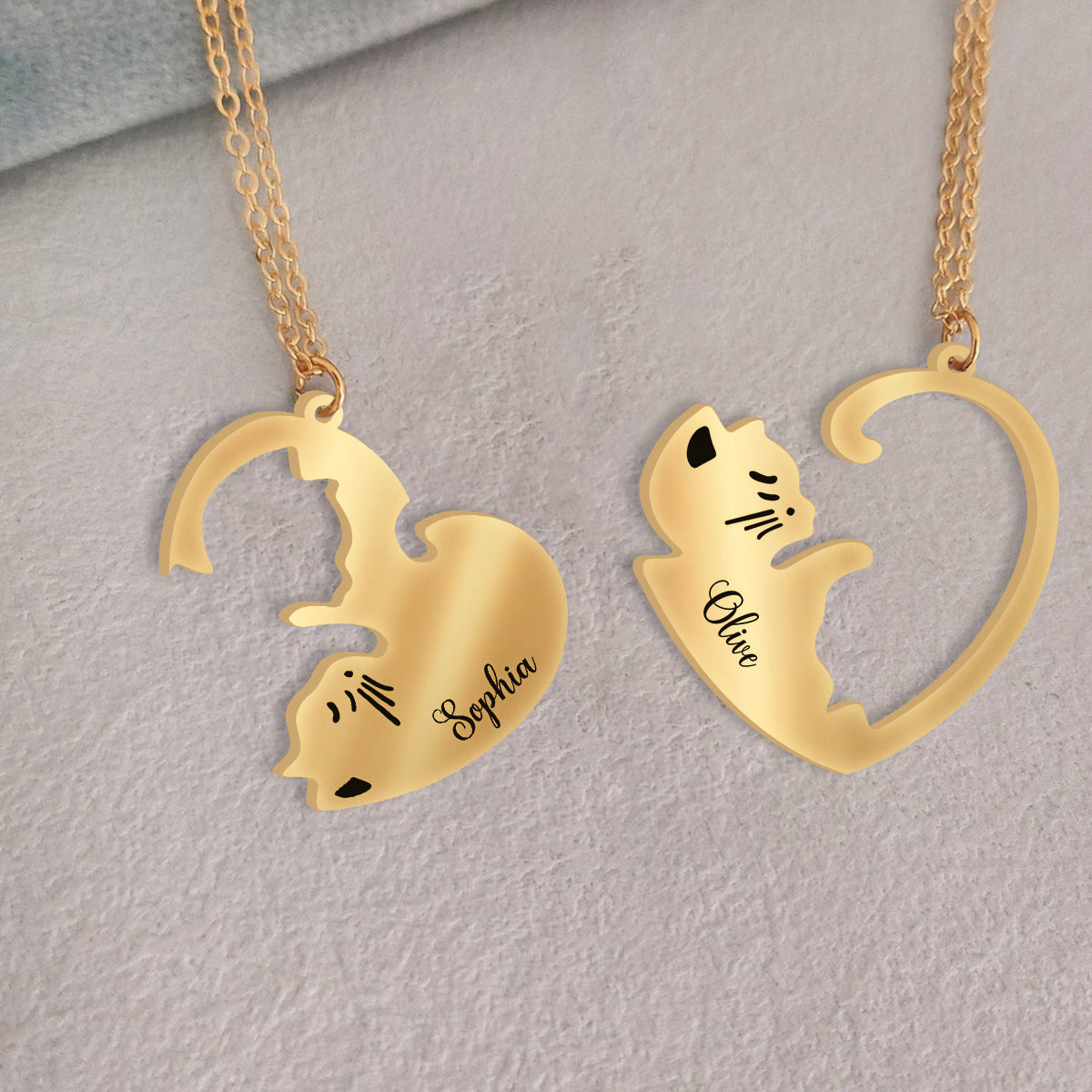 Love Cats - Personalized Cat Matching Pendant Necklace