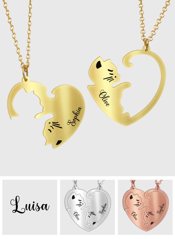 Love Cats - Personalized Cat Matching Pendant Necklace