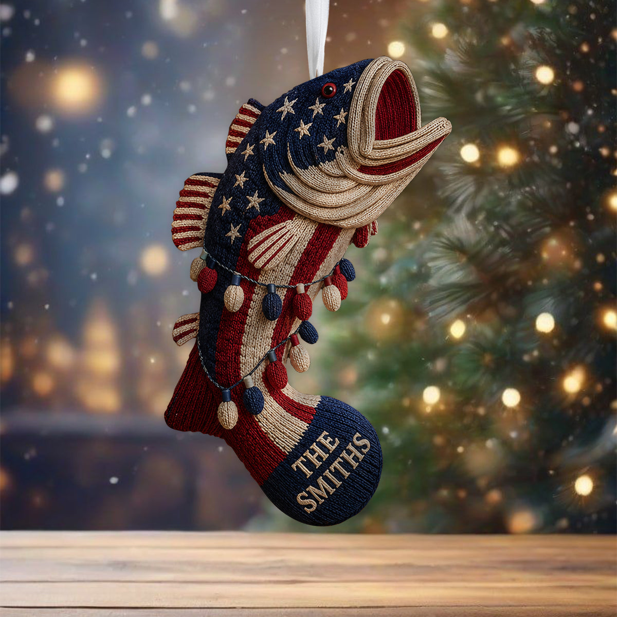 Cadeau de 250 ans pour les amateurs de pêche - Chaussette de Noël personnalisée en forme de poisson