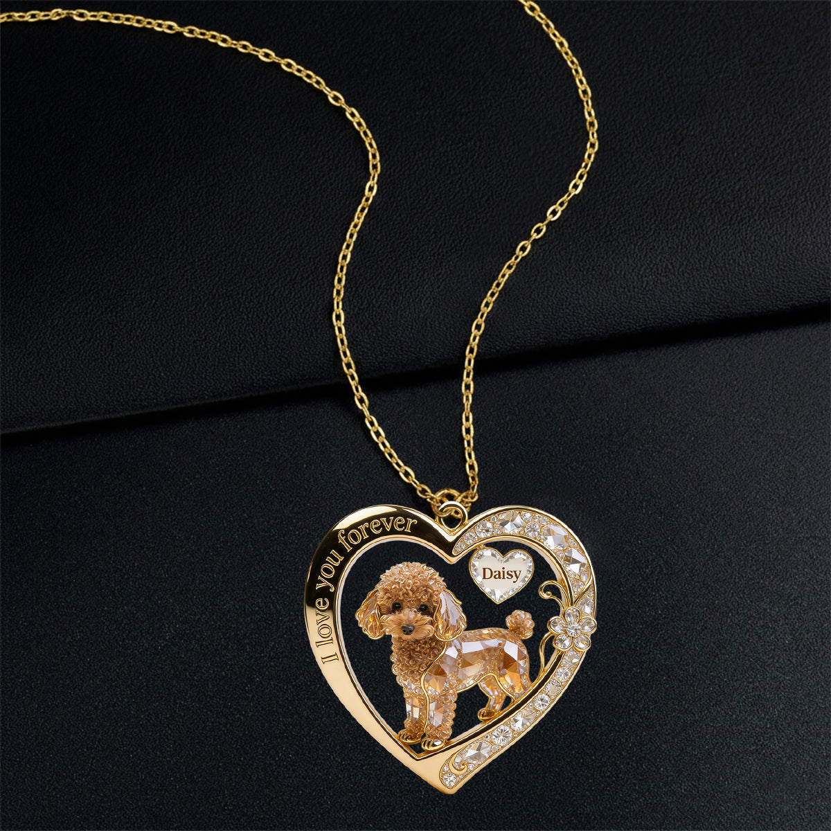 I Love You Forever Upload Photo & Preview Instantly - Personalized Dog Shaped Metal Pendant Necklace