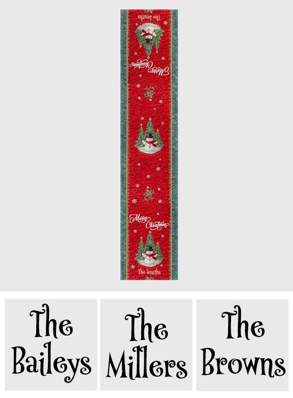 Christmas Themed Holiday Table Decoration - Personalized Family Table Runner
