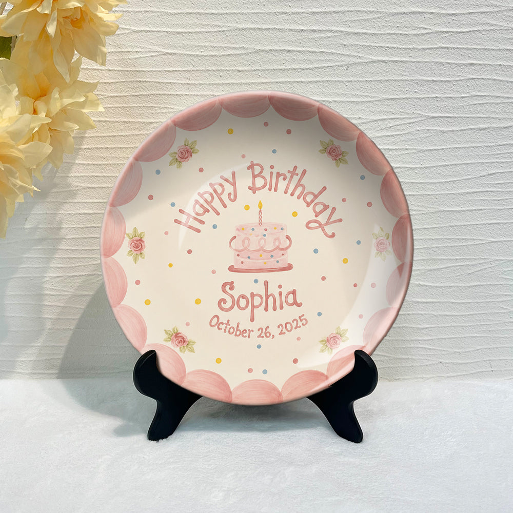 Birthday Gift - Personalized Birthday Ceramic Round Plate