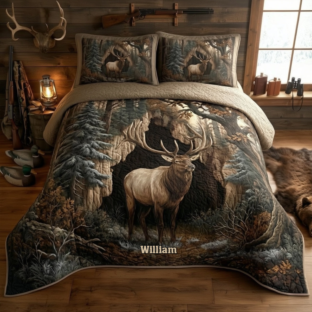 Perfect Gift For Hunting Lovers - Personalized Hunting Quilt Set