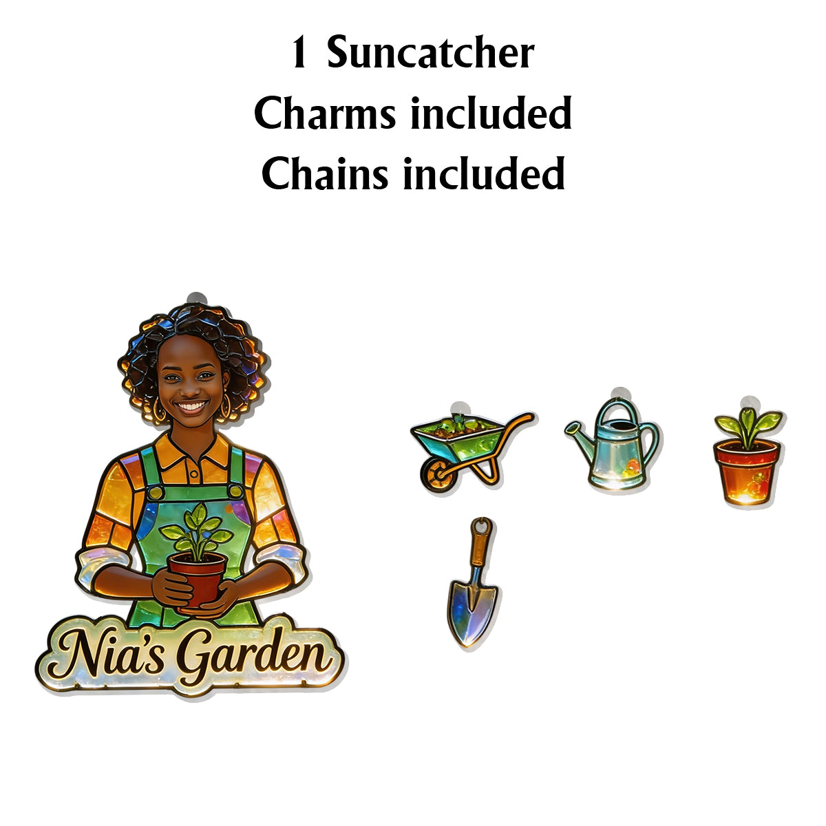 Custom Any Photo - Personalized Gardening Window Hanging Suncatcher With Charms